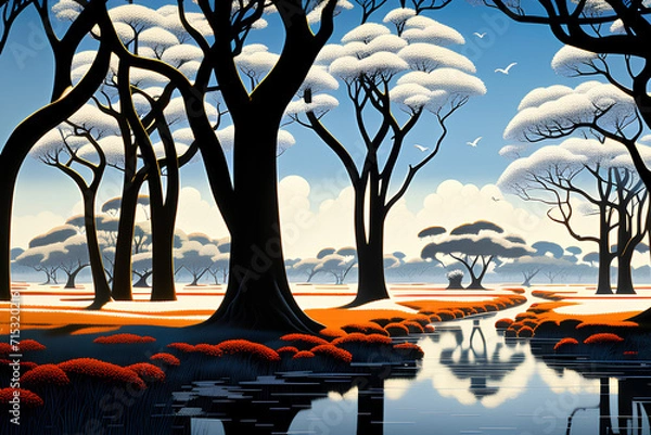 Obraz sunset in the park Generative AI