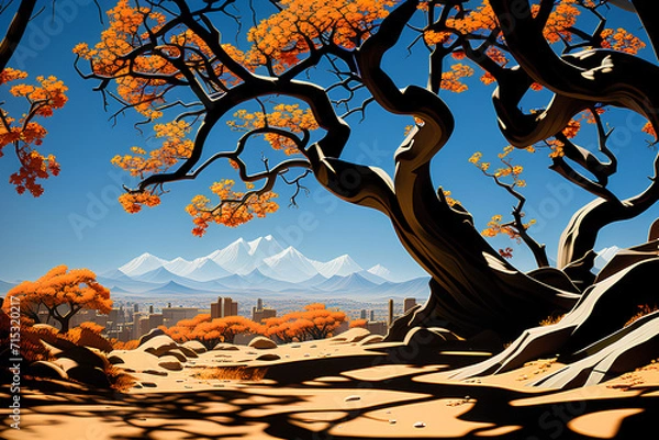 Obraz tree on the hill Generative AI