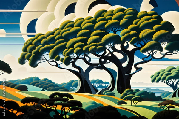 Obraz landscape with tree and sea Generative AI