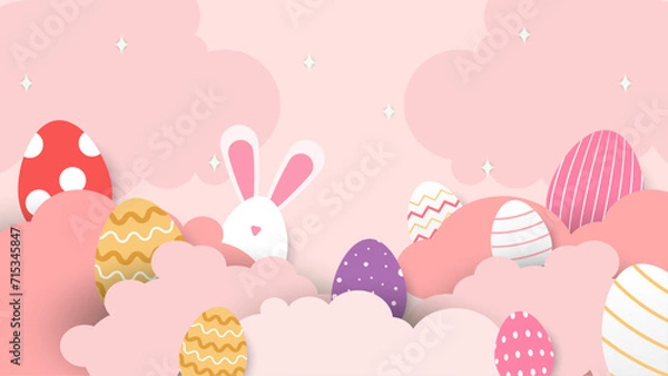 Fototapeta Colorful colourful vector gradient easter celebration background with egg. Vector easter illustration flyer template