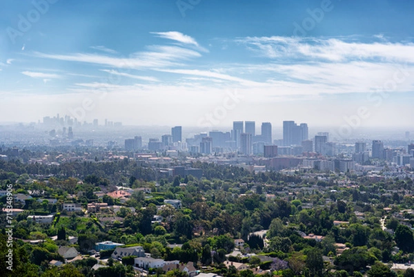 Obraz city skyline at sunset