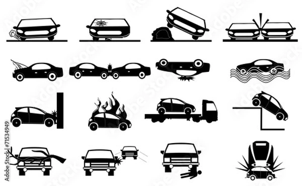 Obraz Car accident icons set