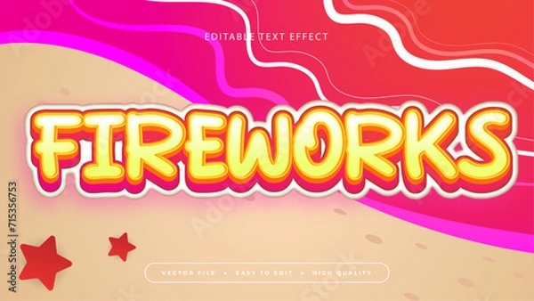 Obraz Colorful colourful fireworks 3d editable text effect - font style. Summer text style effect