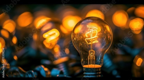 Obraz light bulb on a black background