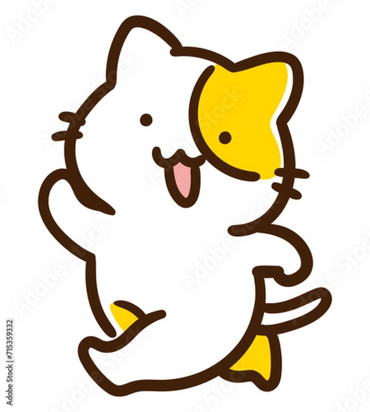 Obraz ウォーキングするかわいいねこのキャラクターのデフォルメイラスト