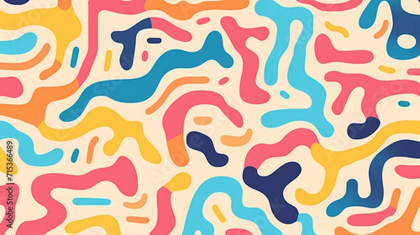 Fototapeta Funny doodle seamless pattern, artistic background