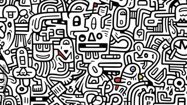 Fototapeta Abstract seamless doodle background, artistic background