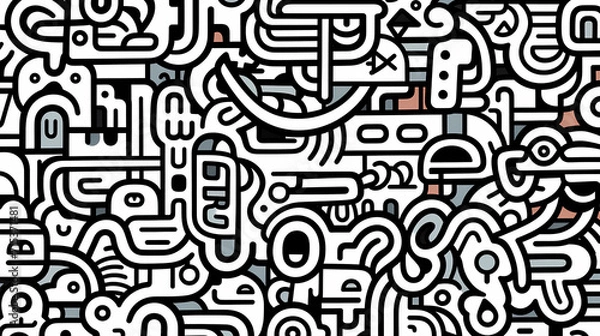 Fototapeta Abstract seamless doodle background, artistic background