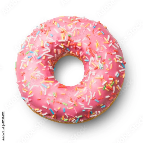 Fototapeta Donut isolated. Fresh donut on a transparent background, top view.