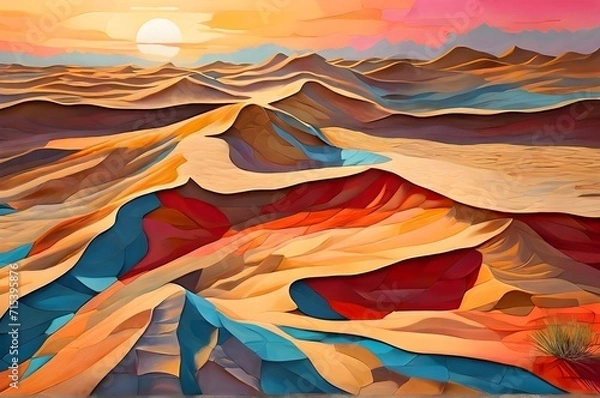 Obraz Surreal desert dunes transformed into a mosaic of vivid hues