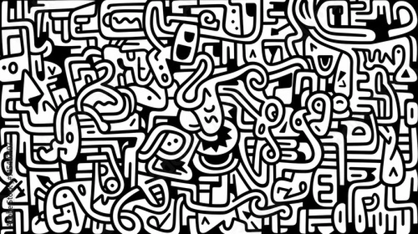 Fototapeta Abstract seamless doodle background, artistic background