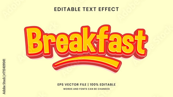 Fototapeta Breakfast 3d editable text effect