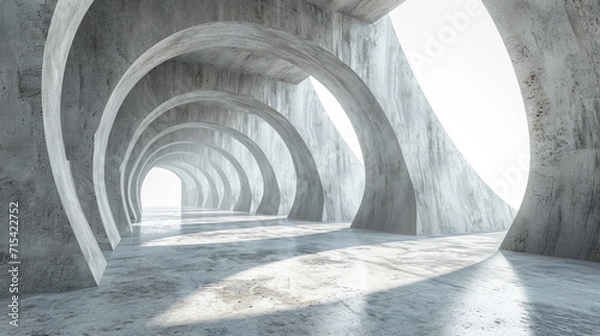 Obraz 3d rendering of abstract futuristic architecture with concrete floor.