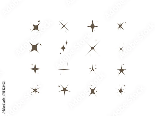 Fototapeta vector flat sparkling star collection 