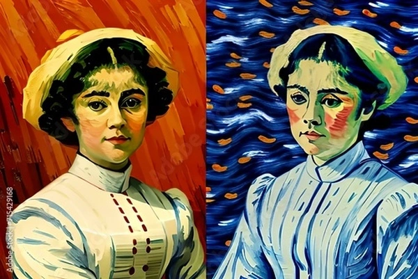 Fototapeta digitally painted, abstract impressionist style portrait