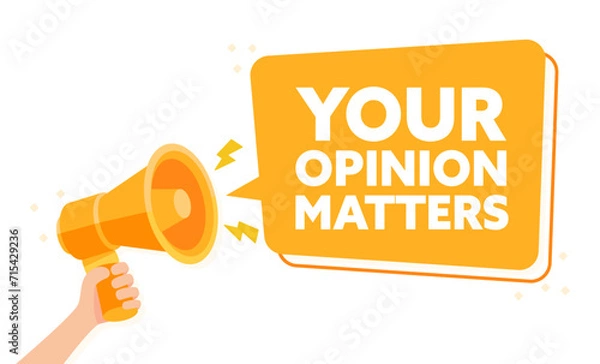 Obraz Expressive Feedback Concept with Hand Holding Megaphone Your Opinion Matters Illustration