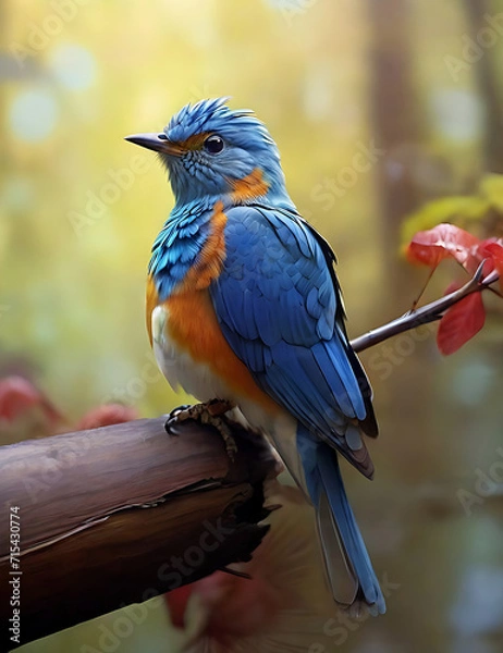 Fototapeta bird site in a tee on beautiful neuter