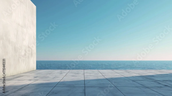 Fototapeta Empty concrete floor and gray wall. 