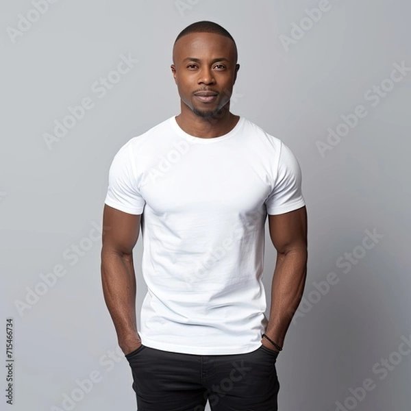 Fototapeta Model Wearing White Blank tshirt Mockup Concept