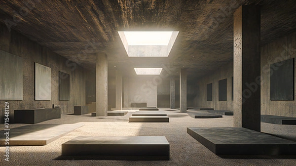 Fototapeta Abstract Urban Interior: An abstract urban interior with concrete walls and futuristic elements, creating a modern atmosphere