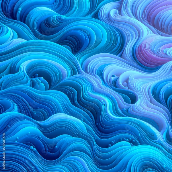 Fototapeta Random Blue Wave Ocean pattern texture Oil Paint flow thick dynamic animated layered wild dynamic swirl curve background with 3D Effect like imasto Art erfect composition stylized cartoon ornament