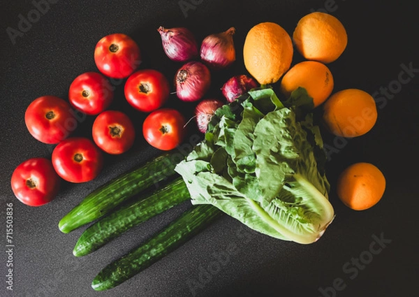 Fototapeta tomato and cucumber