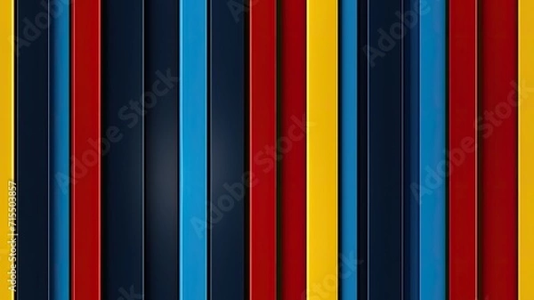 Obraz vertical, precise lines in a vibrant color palette of blue, red, or yellow, forming a flat and repeating pattern on a sleek black background, showcasing clean and shining lines. SEAMLESS PATTERN.