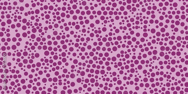 Fototapeta Texture Pattern Tile of Purple Pink Dots for Background or Interior Design for happy girl children or Birthday Party decoration with Cartoon Bubbles, dynamic animated Style with Love and Contrast