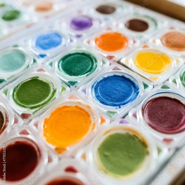 Fototapeta A set of colorful gouache for painting by numbers, pastel colors, drawing on canvas