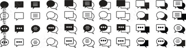 Fototapeta Set of Chat Message Bubbles Vectors. Communication icons. Talk bubble, dialog. Web icons. Online communication. Conversation, SMS, Notification, Chat in trendy Flat style on transparent background.