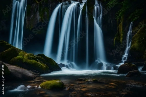 Obraz waterfall in the forest  Generated Ai