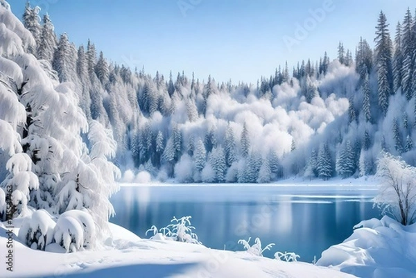 Obraz winter landscape with snow  Generated Ai