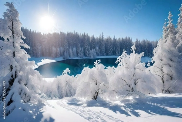 Obraz winter landscape in the mountains  Generated Ai