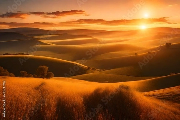 Obraz sunset in the desert  Generated Ai