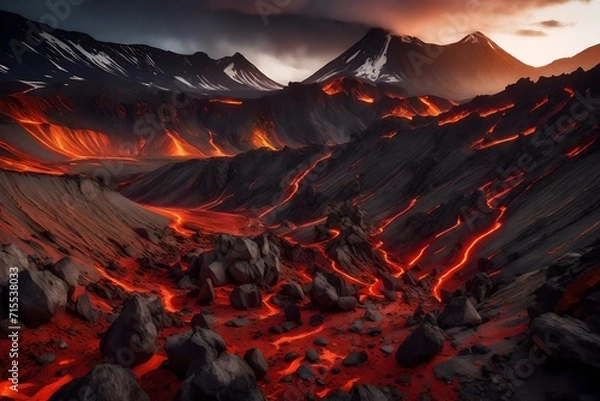 Obraz sunset over the mountains  Generated Ai