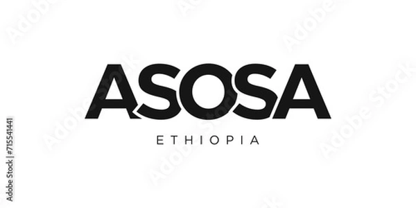 Fototapeta Asosa in the Ethiopia emblem. The design features a geometric style, vector illustration with bold typography in a modern font. The graphic slogan lettering.