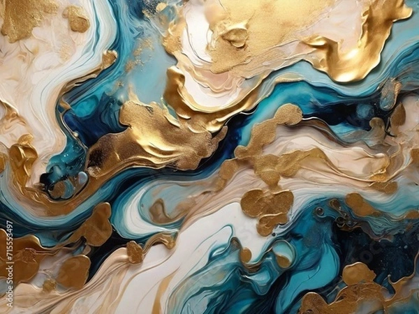 Fototapeta Art Abstract watercolor alcohol ink flow blot painting. Color canvas marble texture background.