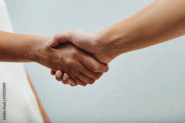 Fototapeta Handshake and sympathetic understanding between female hands
