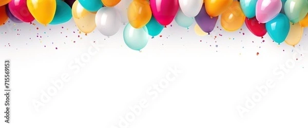 Fototapeta Colorful balloons on a white background are given space for text