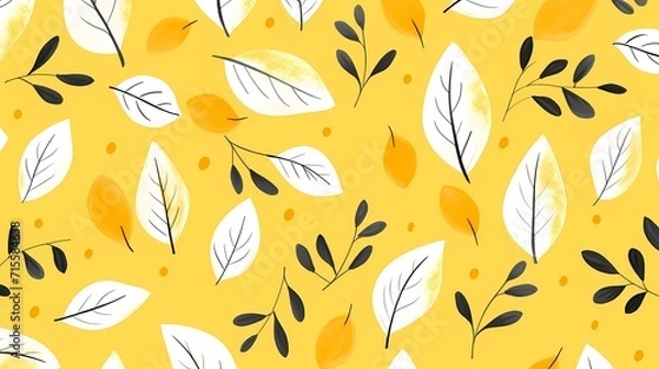Fototapeta seamless background picture with leaf pattern, leaves, trees, tree branches