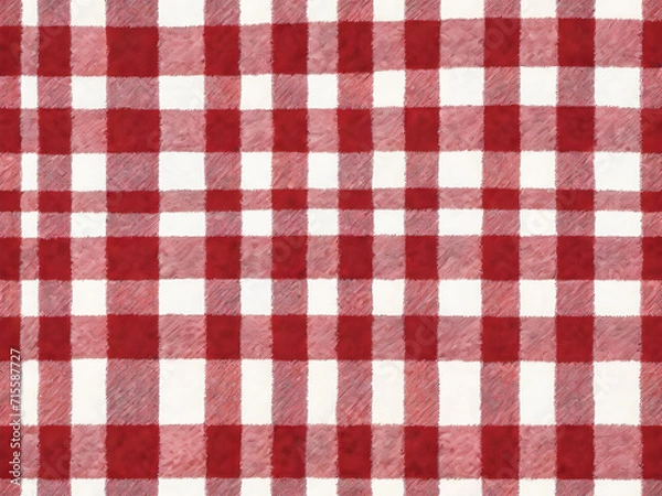 Obraz Red and white checkered tablecloth with a seamless pattern