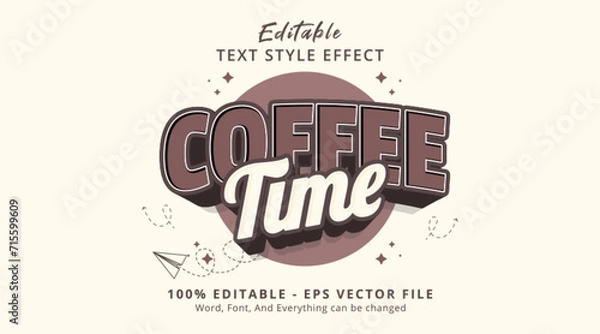 Fototapeta Editable text effect Coffee TIme 3d style