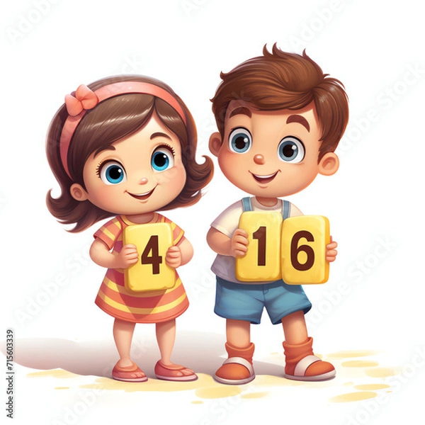 Fototapeta children are playing with number blocks