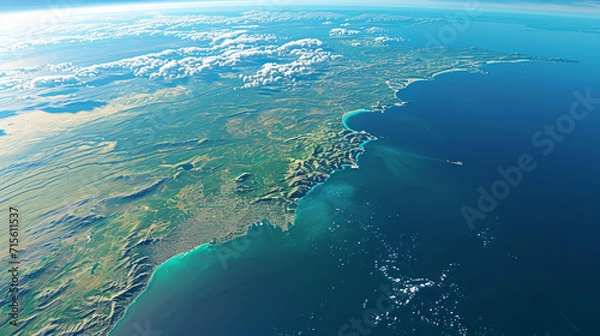 Fototapeta view of the sea. Generative AI	