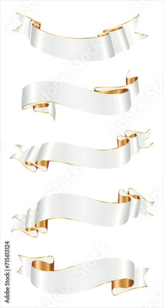 Fototapeta Silk 3d ribbon banners vector set isolated. illustration of red ribbon collection for decoration swirl