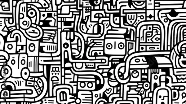 Fototapeta Abstract seamless doodle background, artistic background