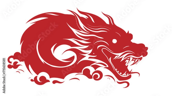 Obraz Chinese dragon symbol white background