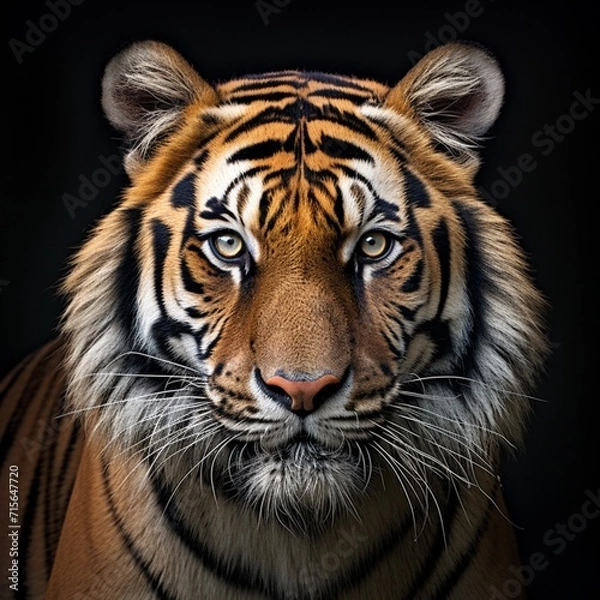 Obraz Nice royal bengal tiger black background image 