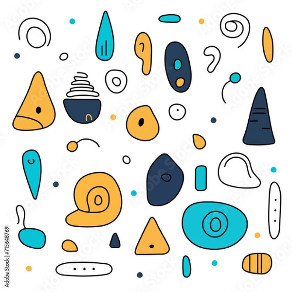 Fototapeta Hand drawn abstract doodle elements. Modern simple vector illustration