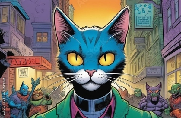 Fototapeta cat mutant city eater